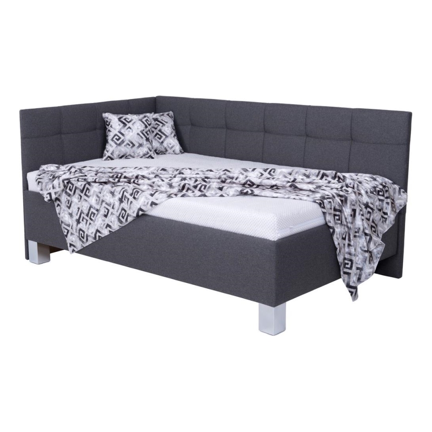 Letto imbottito con materasso e contenitore MARIA PETITE 120x200 cm grigio