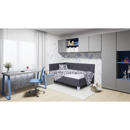 Letto imbottito con materasso e contenitore MARIA PETITE 120x200 cm grigio