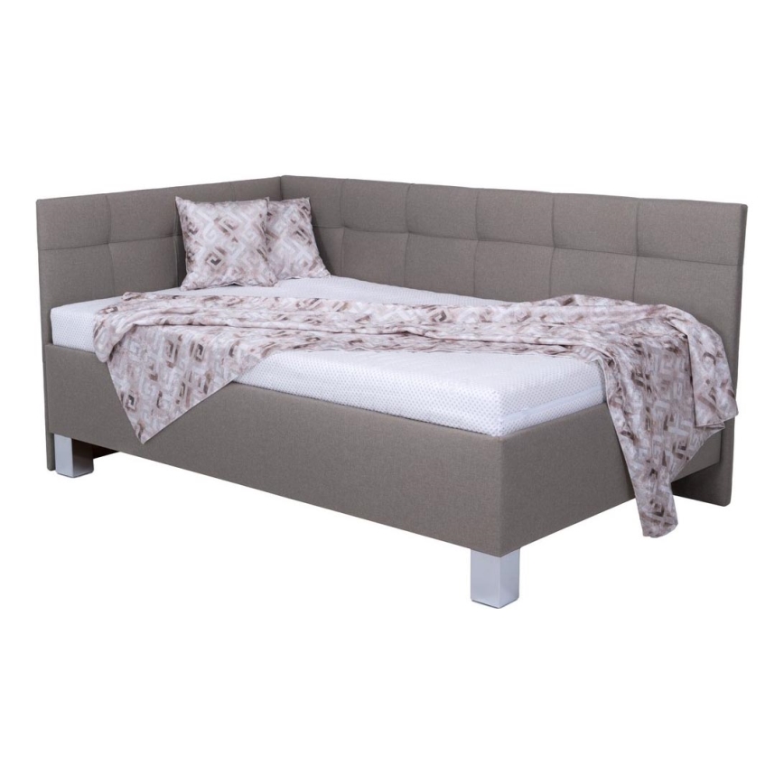 Letto imbottito con materasso e contenitore MARIA PETITE 120x200 cm taupe