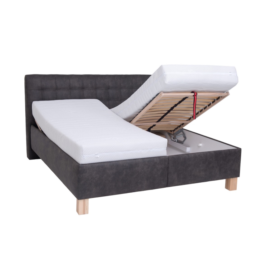 Letto imbottito con materasso e contenitore VIOLET 160x200 cm grigio scuro