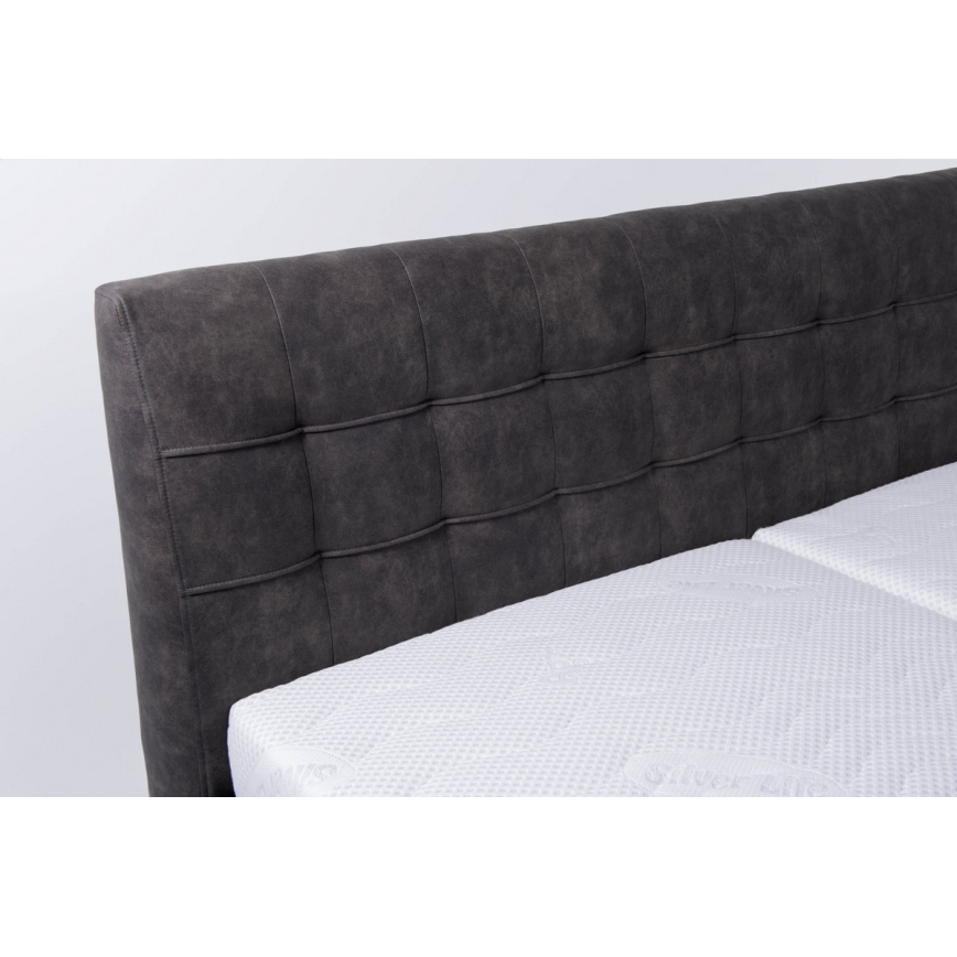 Letto imbottito con materasso e contenitore VIOLET 160x200 cm grigio scuro