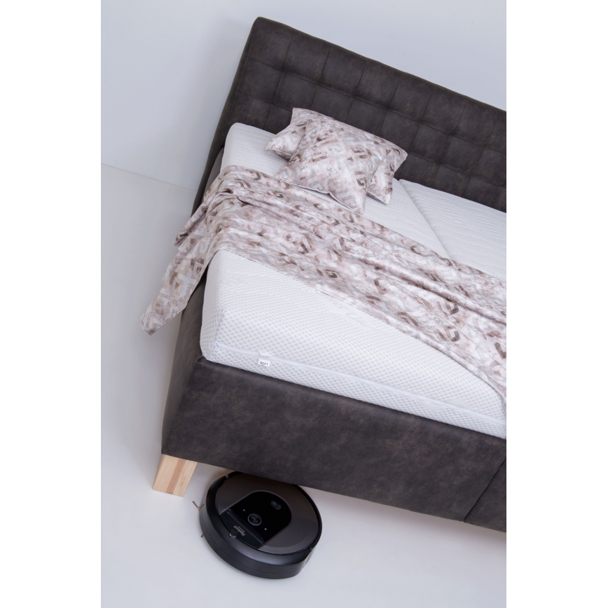 Letto imbottito con materasso e contenitore VIOLET 160x200 cm grigio scuro