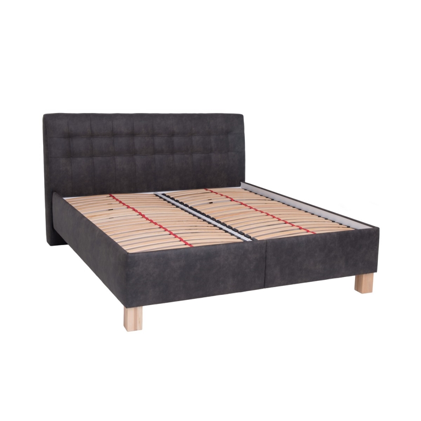 Letto imbottito con materasso e contenitore VIOLET 160x200 cm grigio scuro