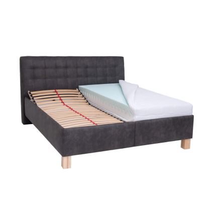 Letto imbottito con materasso e contenitore VIOLET 160x200 cm grigio scuro