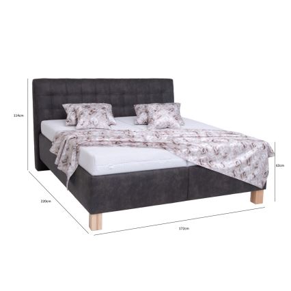 Letto imbottito con materasso e contenitore VIOLET 160x200 cm grigio scuro