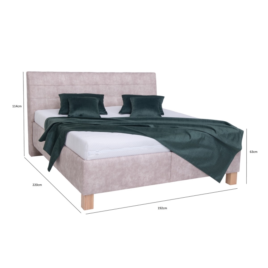 Letto imbottito con materasso e contenitore VIOLET 180x200 cm beige