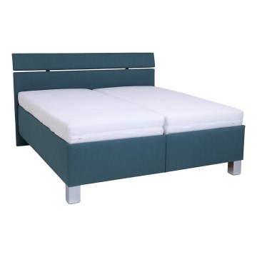 Letto imbottito con materasso e spazio di archiviazione ALIS 160x200 cm blu petrolio