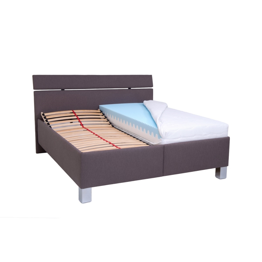 Letto imbottito con materasso e spazio di archiviazione ALIS 160x200 cm marrone