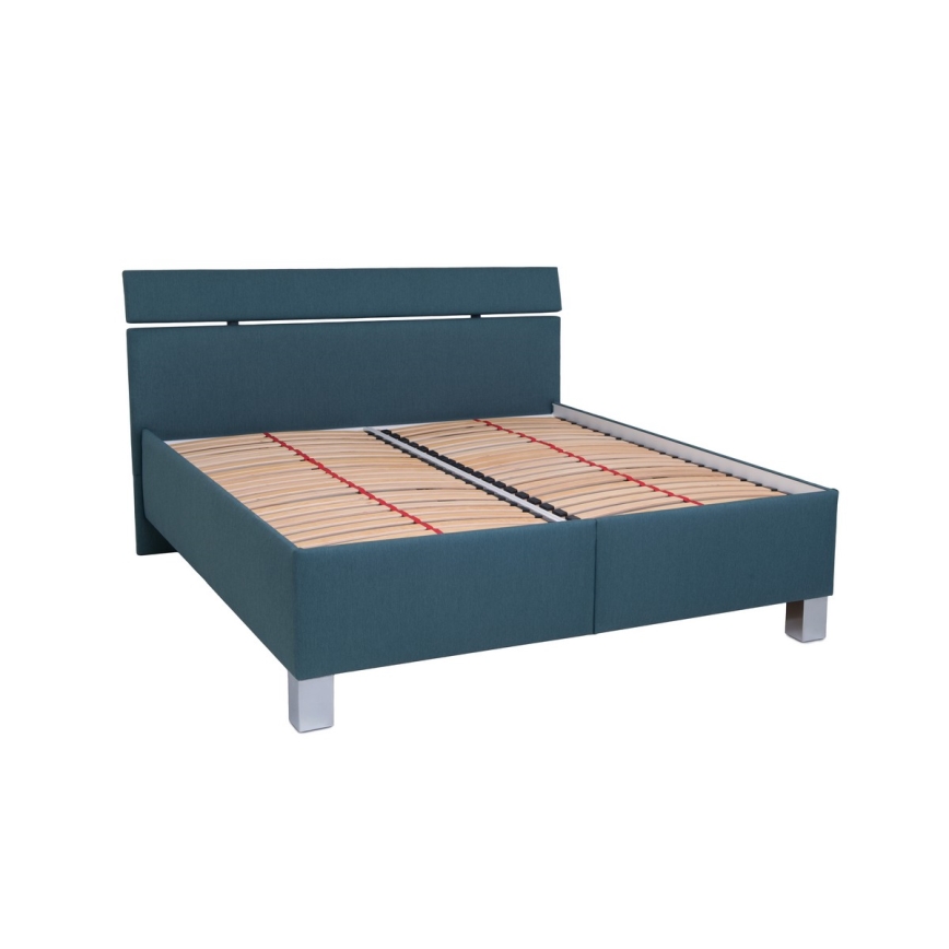 Letto imbottito con materasso e spazio di archiviazione ALIS 180x200 cm blu petrolio