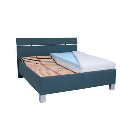 Letto imbottito con materasso e spazio di archiviazione ALIS 180x200 cm blu petrolio