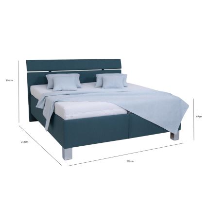 Letto imbottito con materasso e spazio di archiviazione ALIS 180x200 cm blu petrolio