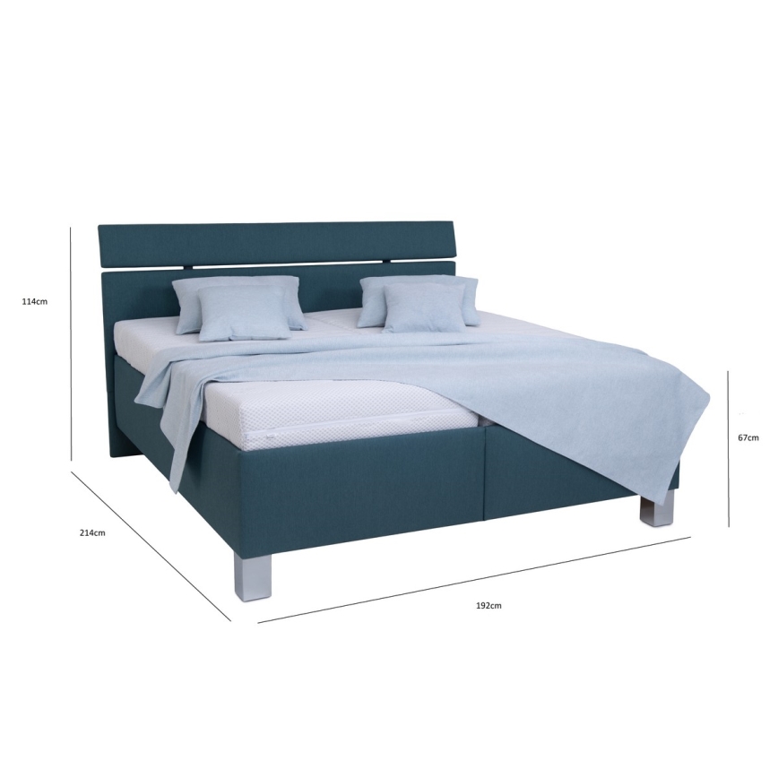 Letto imbottito con materasso e spazio di archiviazione ALIS 180x200 cm blu petrolio