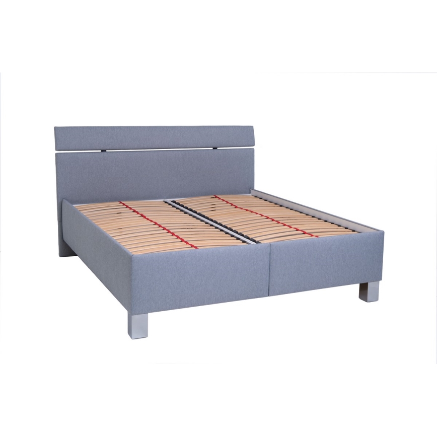Letto imbottito con materasso e spazio di archiviazione ALIS 180x200 cm grigio chiaro