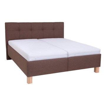 Letto imbottito con materasso e spazio di archiviazione MARIA 160x200 cm marrone