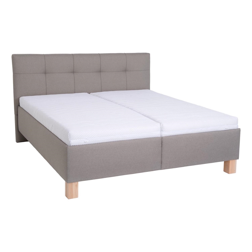 Letto imbottito con materasso e spazio di archiviazione MARIA 180x200 cm taupe