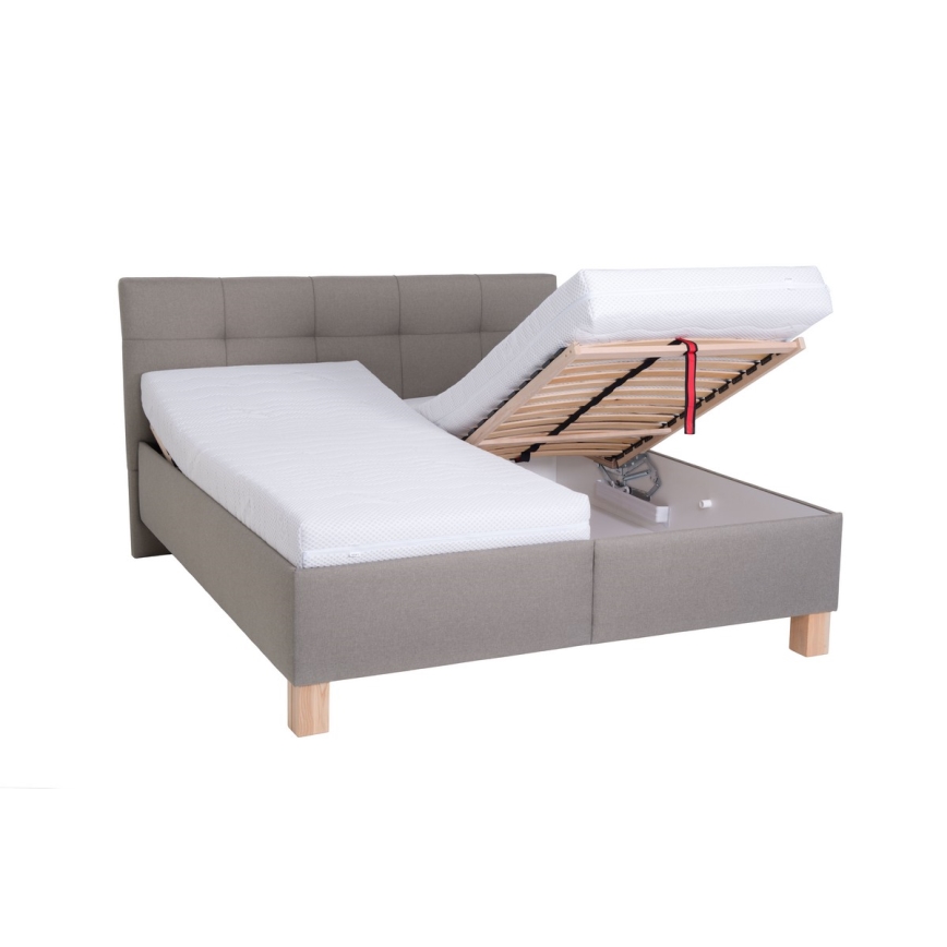 Letto imbottito con materasso e spazio di archiviazione MARIA 180x200 cm taupe