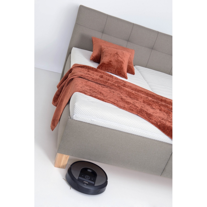Letto imbottito con materasso e spazio di archiviazione MARIA 180x200 cm taupe