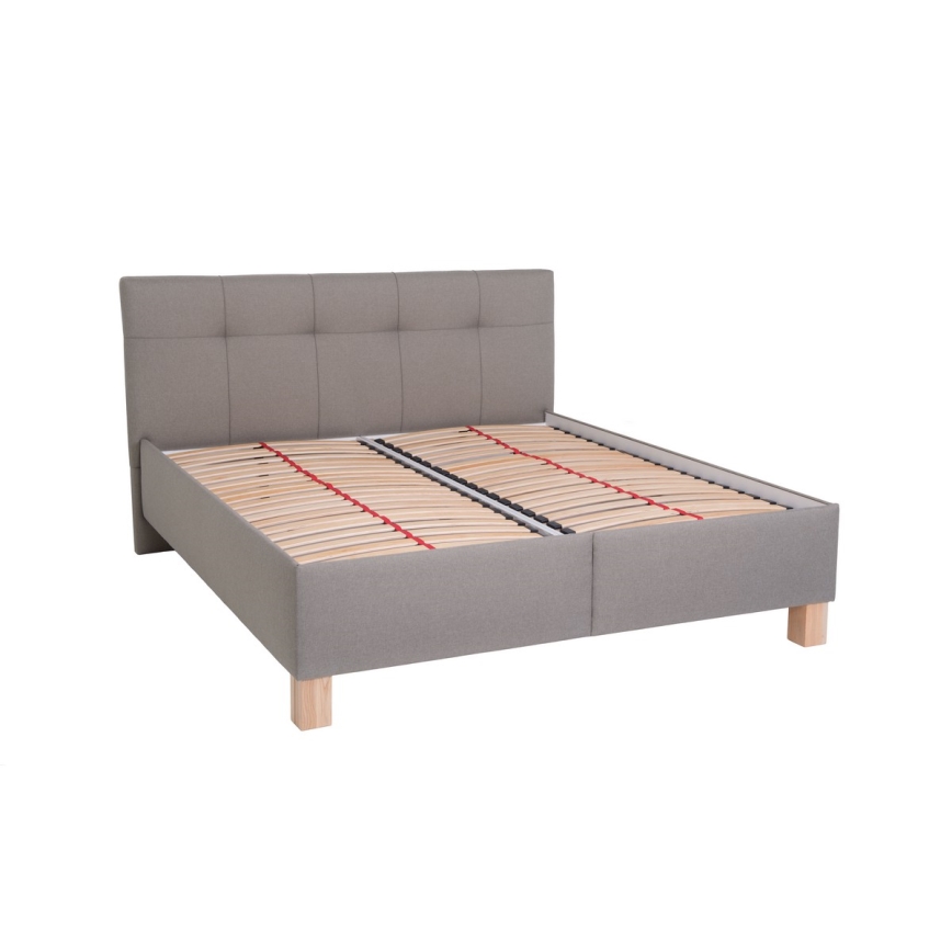 Letto imbottito con materasso e spazio di archiviazione MARIA 180x200 cm taupe
