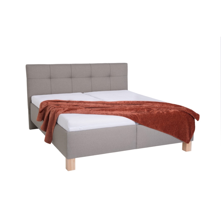 Letto imbottito con materasso e spazio di archiviazione MARIA 180x200 cm taupe