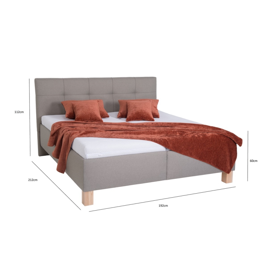 Letto imbottito con materasso e spazio di archiviazione MARIA 180x200 cm taupe