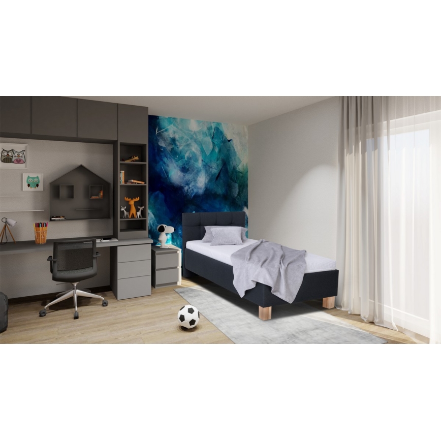 Letto imbottito con materasso e spazio di archiviazione MARIA ONE 90x200 cm antracite