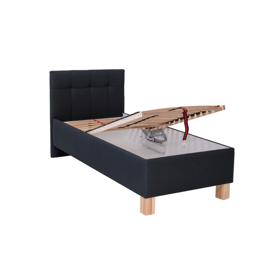 Letto imbottito con materasso e spazio di archiviazione MARIA ONE 90x200 cm antracite