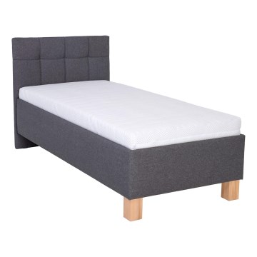 Letto imbottito con materasso e spazio di archiviazione MARIA ONE 90x200 cm grigio