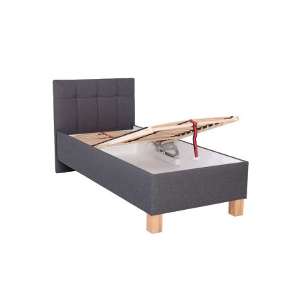 Letto imbottito con materasso e spazio di archiviazione MARIA ONE 90x200 cm grigio