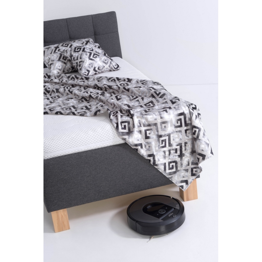 Letto imbottito con materasso e spazio di archiviazione MARIA ONE 90x200 cm grigio