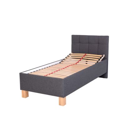 Letto imbottito con materasso e spazio di archiviazione MARIA ONE 90x200 cm grigio