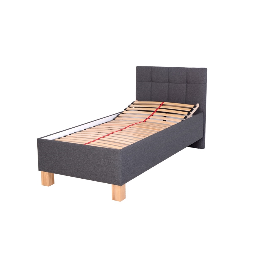 Letto imbottito con materasso e spazio di archiviazione MARIA ONE 90x200 cm grigio