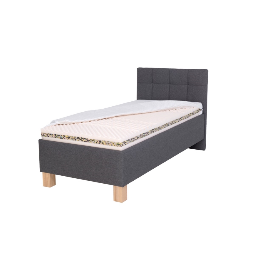 Letto imbottito con materasso e spazio di archiviazione MARIA ONE 90x200 cm grigio