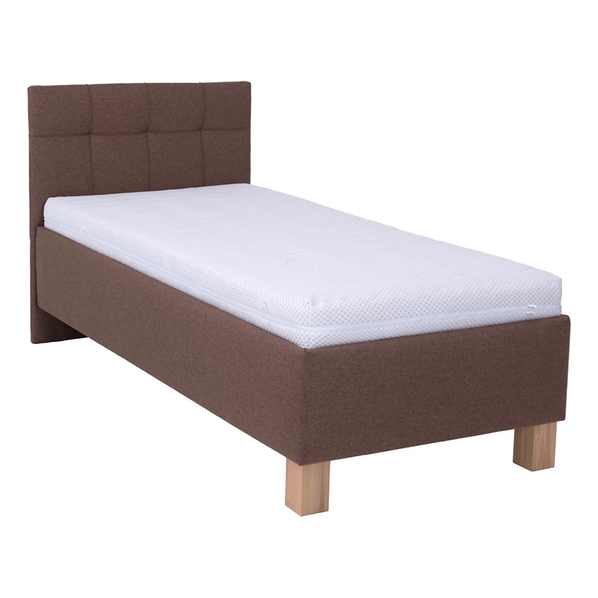 Letto imbottito con materasso e spazio di archiviazione MARIA ONE 90x200 cm marrone