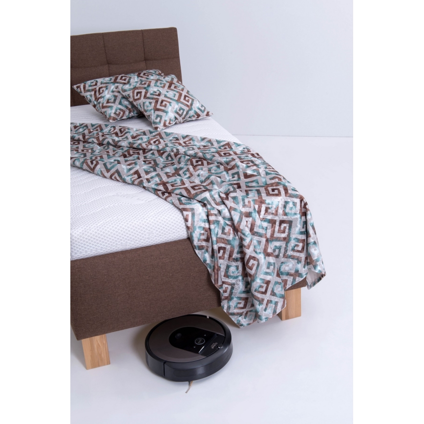 Letto imbottito con materasso e spazio di archiviazione MARIA ONE 90x200 cm marrone