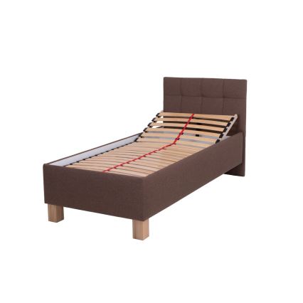 Letto imbottito con materasso e spazio di archiviazione MARIA ONE 90x200 cm marrone