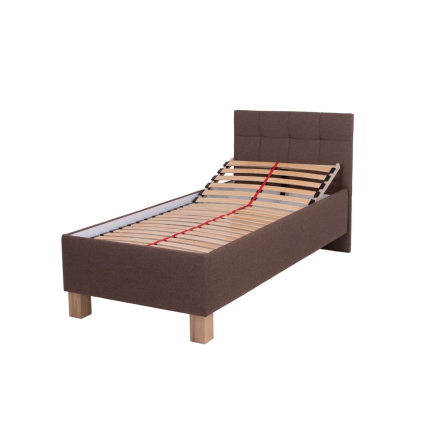 Letto imbottito con materasso e spazio di archiviazione MARIA ONE 90x200 cm marrone