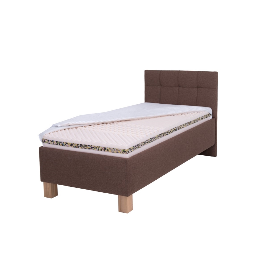 Letto imbottito con materasso e spazio di archiviazione MARIA ONE 90x200 cm marrone
