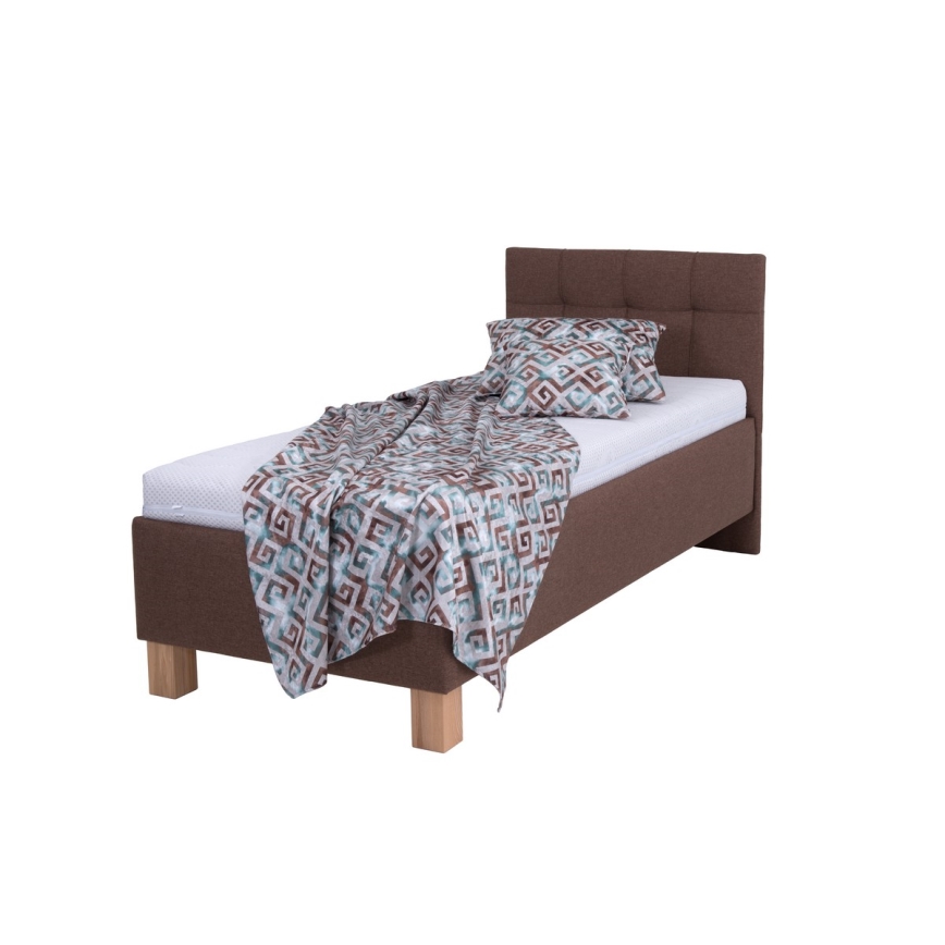 Letto imbottito con materasso e spazio di archiviazione MARIA ONE 90x200 cm marrone