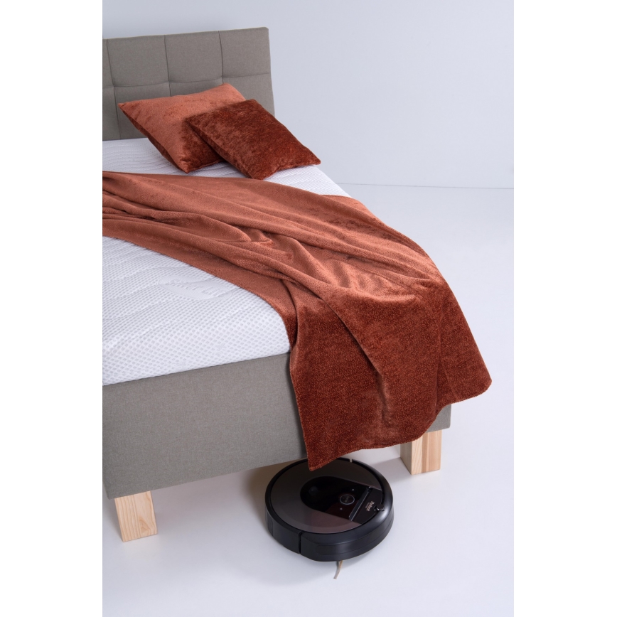 Letto imbottito con materasso e spazio di archiviazione MARIA ONE 90x200 cm taupe