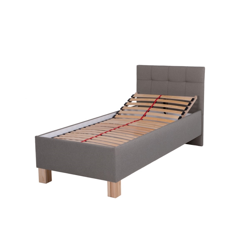 Letto imbottito con materasso e spazio di archiviazione MARIA ONE 90x200 cm taupe