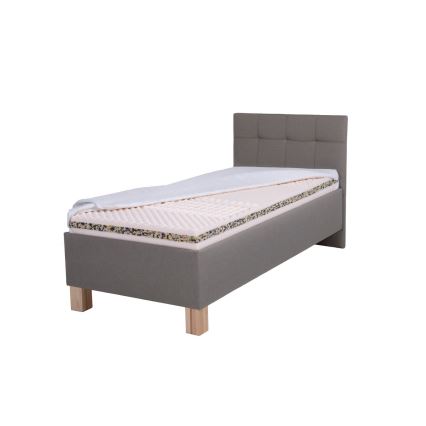 Letto imbottito con materasso e spazio di archiviazione MARIA ONE 90x200 cm taupe