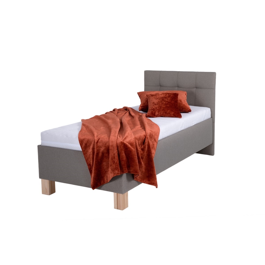 Letto imbottito con materasso e spazio di archiviazione MARIA ONE 90x200 cm taupe