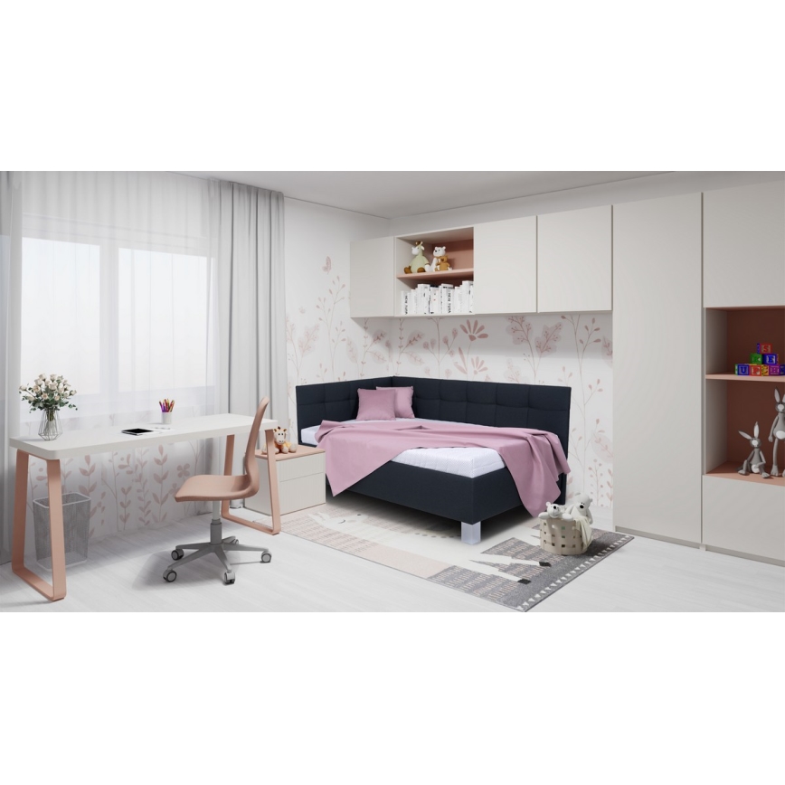 Letto imbottito con materasso e spazio di archiviazione MARIA PETITE 120x200 cm antracite