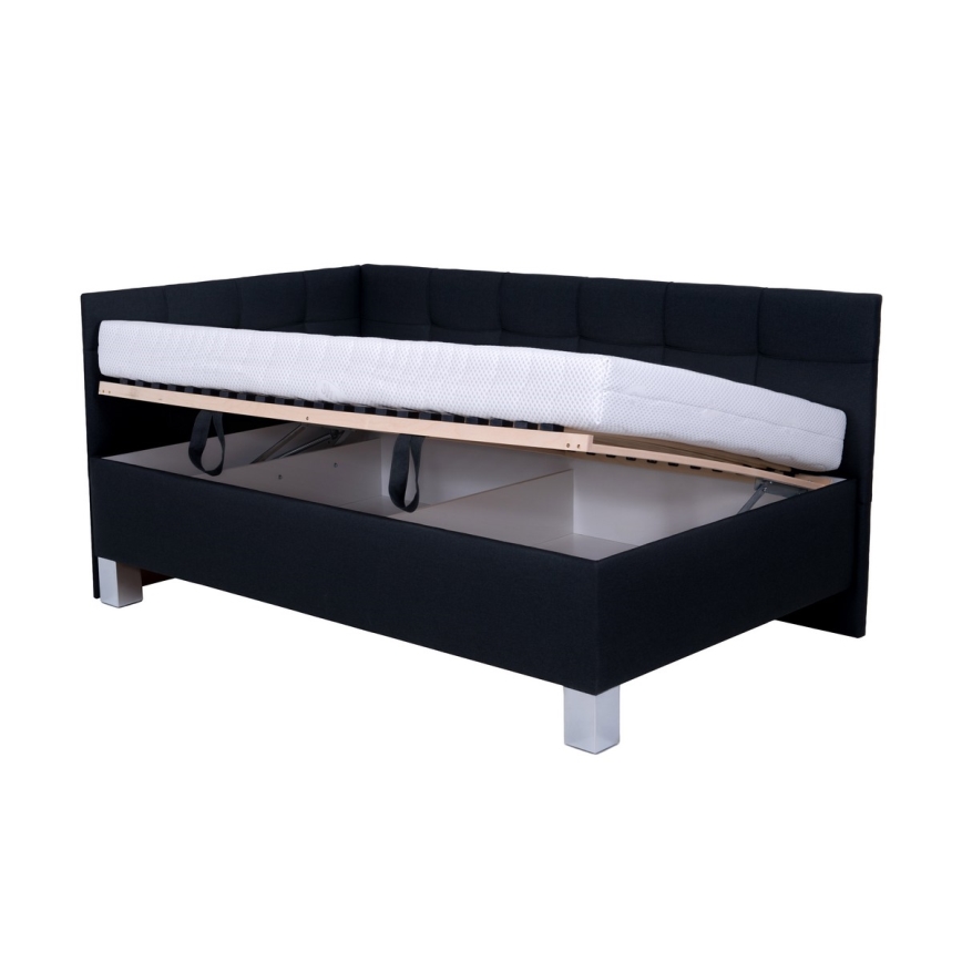 Letto imbottito con materasso e spazio di archiviazione MARIA PETITE 120x200 cm antracite