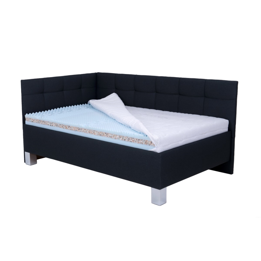 Letto imbottito con materasso e spazio di archiviazione MARIA PETITE 120x200 cm antracite