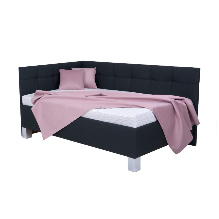 Letto imbottito con materasso e spazio di archiviazione MARIA PETITE 120x200 cm antracite