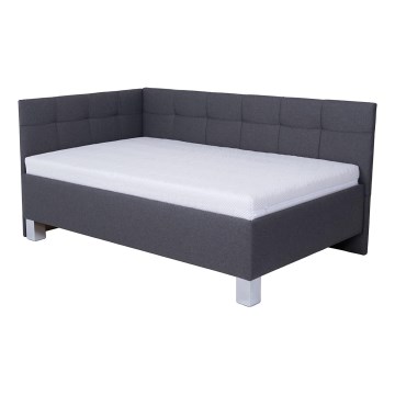 Letto imbottito con materasso e spazio di archiviazione MARIA PETITE 120x200 cm grigio