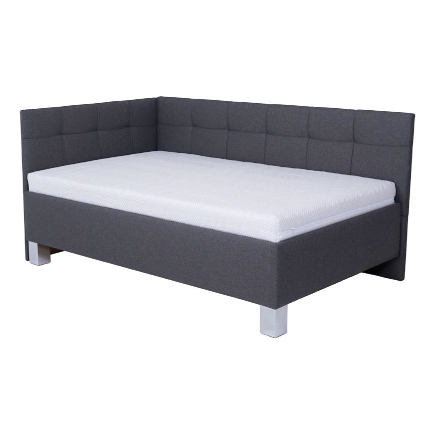 Letto imbottito con materasso e spazio di archiviazione MARIA PETITE 120x200 cm grigio