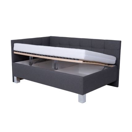 Letto imbottito con materasso e spazio di archiviazione MARIA PETITE 120x200 cm grigio