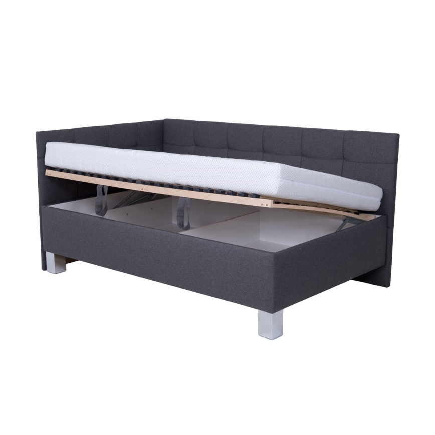 Letto imbottito con materasso e spazio di archiviazione MARIA PETITE 120x200 cm grigio